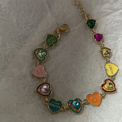 Womens Love Hearts Oil Enamel Bracelet 