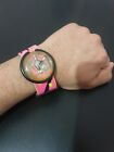 *RARE 1988* POP SWATCH WATCH YELLOW SKELETON BLACK CASE PINK STRAP WITH BOX.