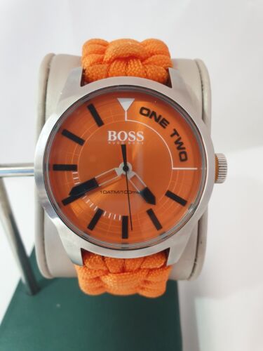 *RARE* 44MM MENS ORANGE DIAL HUGO BOSS ORANGE TOKYO WRIST WATCH HB.268.1.14.2788