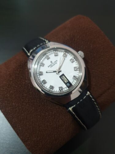 *FREE METAL STRAP* 1960s 35mm BOXED BREITLING MENS DIAMOND WRIST WATCH VINTAGE