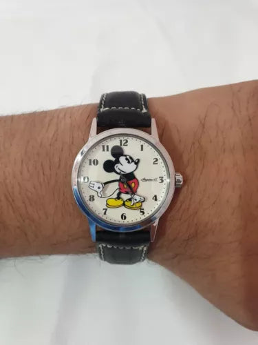 1990s Mens Womens Vintage 34mm Ingersoll Disney Mickey Mouse Wrist Watch ZR26164