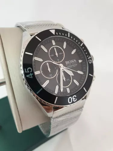 HUGO BOSS Ocean Edition Man's 45mm Black Dial Chronograph Metal Wristwatch