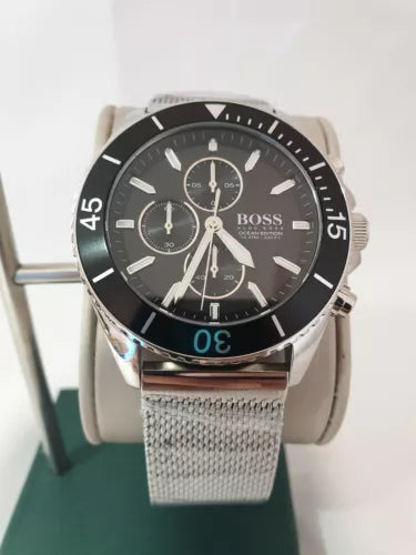 HUGO BOSS Ocean Edition Man's 45mm Black Dial Chronograph Metal Wristwatch