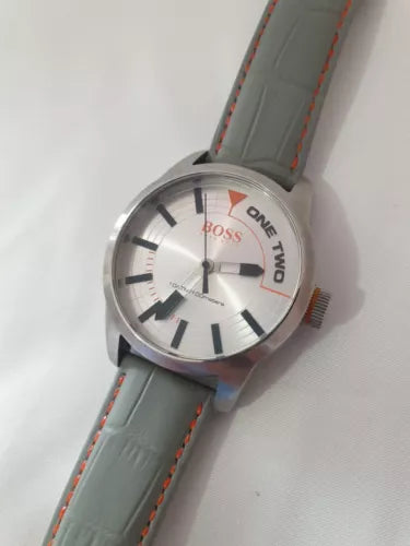 *RARE* 44MM MENS SILVER DIAL HUGO BOSS ORANGE TOKYO WRIST WATCH HB.268.1.14.2788