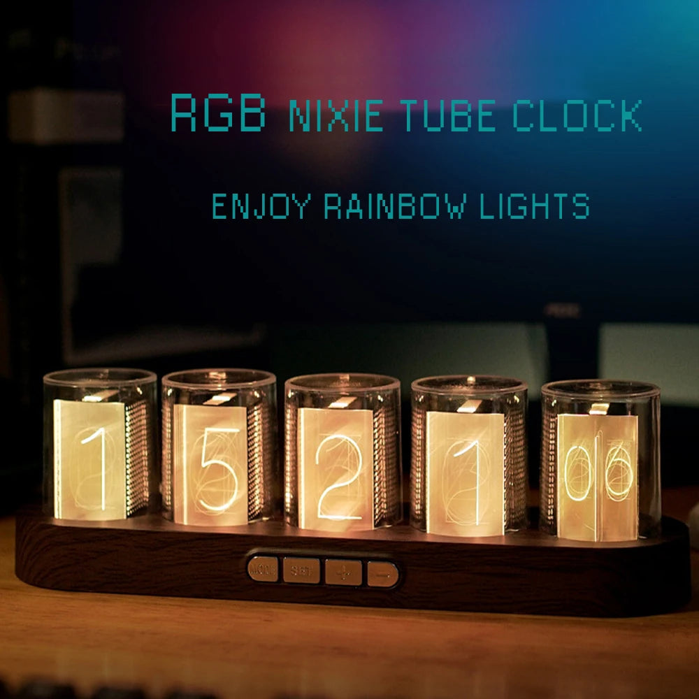 Digital Black RGB Led Nixie Tube Clock Gift