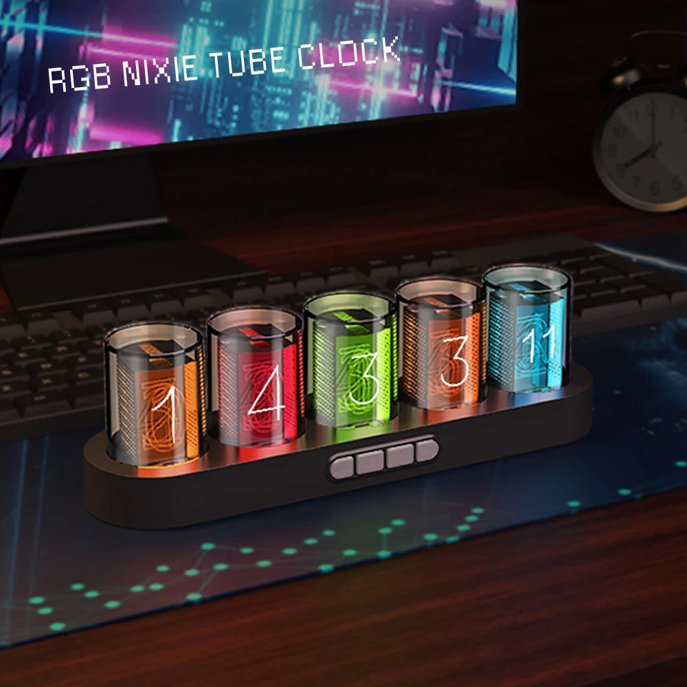 Digital Black RGB Led Nixie Tube Clock Gift